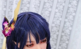 依娜淡妆cosplay雷电将军日常★星艺人型